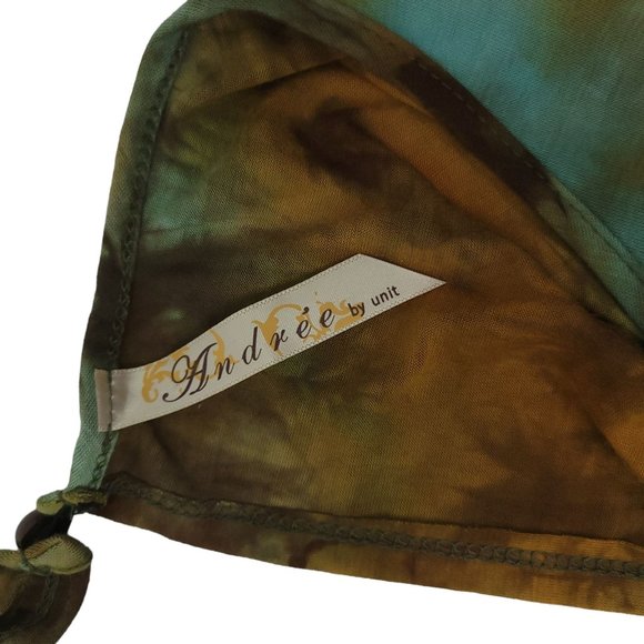 Andree by Unit Top Open Back Womens Size M Long Sleeve Green Brown Pullover - Picture 11 of 14